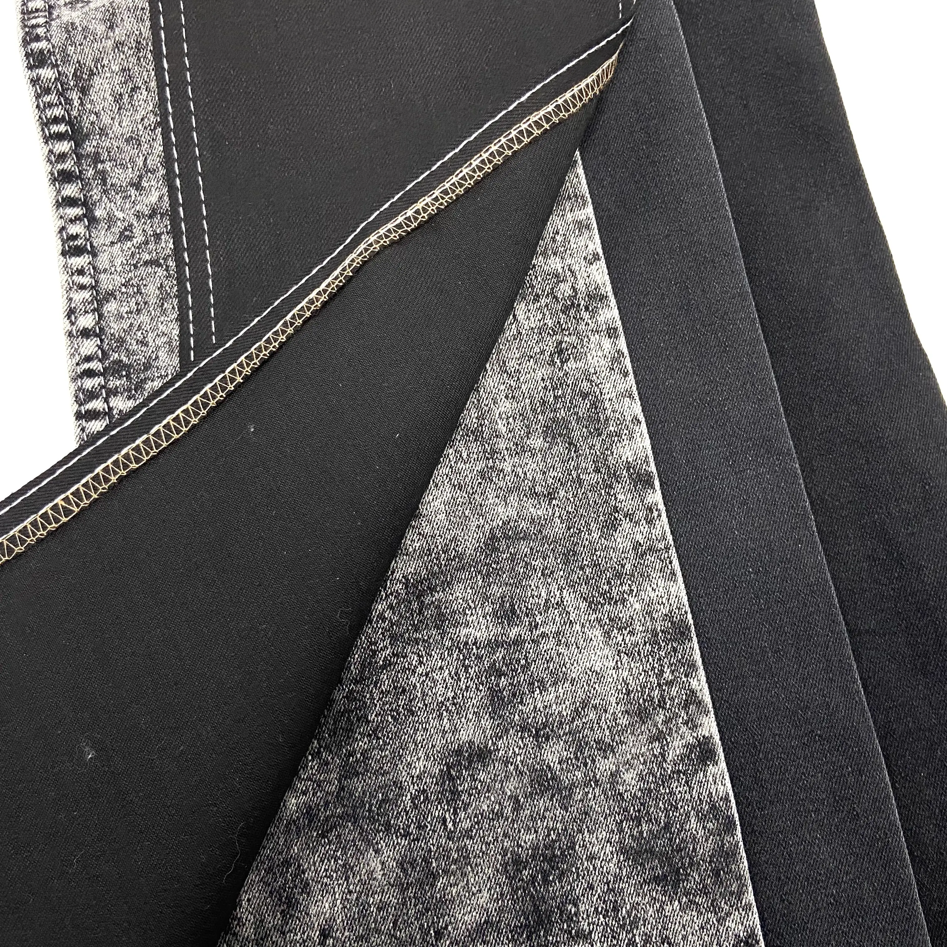 Noir noir couleur Jean stock lot tissu denim italien tissu de haute qualité