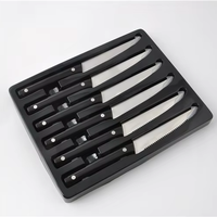 Ensemble économique de 6 couteaux à steak dentelés en acier inoxydable avec manche noir