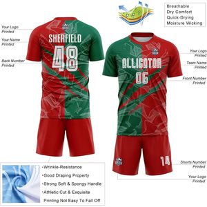 Conjunto de Camisetas de Fútbol Personalizadas con Estampado Sublimado, Absorbentes de Humedad, Uniformes de Práctica para Equipos Adultos Unisex, 100% Poliéster, Manga Corta, Rojo - Product Image 2