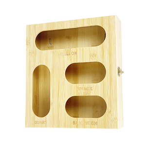 Wholesale Bamboo Food Storage Bag Drawer Organizer Holder Kitchen Quart Sandwich Snack Zipper Bag Box organiser