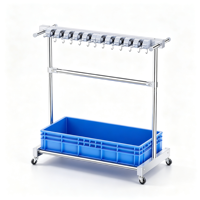 Support de rangement mobile sur pied en acier inoxydable pour balais et serpillères, avec roulettes pour garage et école