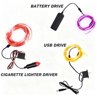 NOVKIR Fil néon EL pour intérieur de voiture, bande lumineuse froide flexible, lampe décorative DIY, alimentation USB 5V ou allume-cigare 12V
