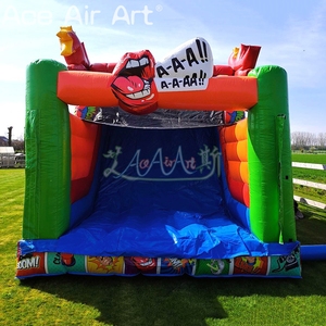 Parcours d'obstacles gonflable géant commercial, thème Pop Art, avec piste de course, structure de saut et toboggan combinés pour événements - Product Image 3