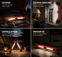 Tragbare Wiederaufladbare LED-Arbeitsleuchte Kabellos mit Magneten, Geteilte Struktur, Clips, Kaltweißes Licht für Werkstatt, Straße, Autoreparatur