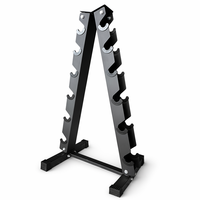 Support de rangement en gros pour haltères, 6 niveaux, en forme de A, avec revêtement en caoutchouc et embouts antidérapants, pour salle de sport à domicile et organisation des poids