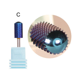 Brocas para uñas con parte superior redonda de barril grande azul de 3/32 ", fáciles y seguras de usar para máquina <span class=keywords><strong>Dremel</strong></span> de polvo acrílico de gel duro - Product Image 1