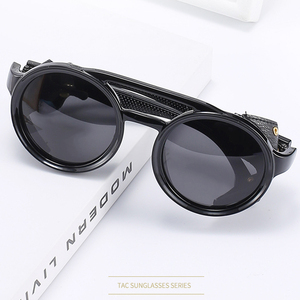 Lunettes de soleil polarisées rondes Sparloo 10346 en gros avec protections latérales en cuir - Product Image 4