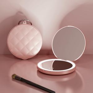 White Pink Black Metal Buckle Rechargeable Portable Compact Travel <strong>Makeup</strong> Hand Led <strong>Mirror</strong> Mini <strong>Mirror</strong> With <strong>Lights</strong> - Product Image 1