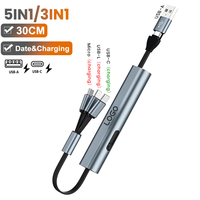 Câble de charge rapide USB 5 en 1 EONLINE pour téléphone Samsung Huawei, câble de charge micro USB C rétractable multi-prises, cadeaux créatifs