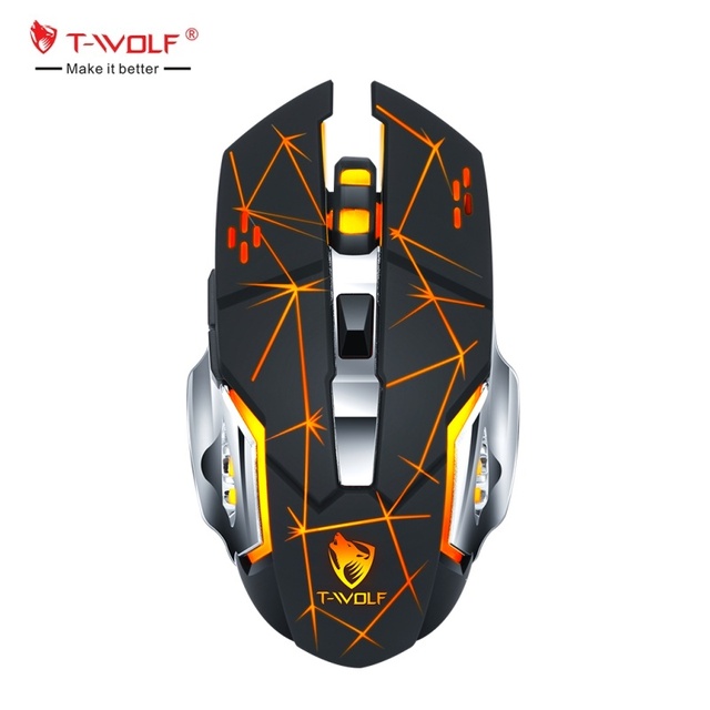 T-WOLF Q13B Dual Mode Gaming Wireless Mouse 2.4g BT Rechargeable USB Mice LED Backlit Mouse for Gamer PC Computer Laptop