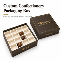 Boîte d'emballage de luxe carrée en carton rigide pour chocolats truffés avec insert alimentaire recyclable et logo personnalisé