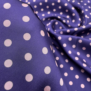 150cm Wide Trendy Custom Purple Dot Print Classic Design Elastic Silk Satin <strong>Fabric</strong>, Suitable for Silk <strong>Dresses</strong> - Product Image 3