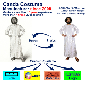 Robe longue Thobe pour homme, texture rayée blanche traditionnelle, tenue de performance culturelle, certifiée CE UKCA, directement du fabricant - Product Image 4