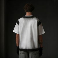 T-shirt Oversize Décontracté Homme en Coton Style Américain Rétro Vieilli avec Effet Dégradé, Idéal pour le Quotidien, Tendance Hip Hop, Manches Courtes