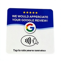 Panneau de table intelligent en acrylique compatible Apple et Android 13,56 MHz pour l'engagement client sur les réseaux sociaux, avec NFC et code QR, carte de commentaires Google