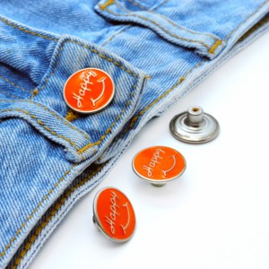 Tùy Chỉnh Thương Hiệu Tên Thư Khắc Biểu Tượng Kim Loại Nút Brass Vòng Màu Đen Denim <span class=keywords><strong>Shank</strong></span> Nút Quần Jean Nút Và Đinh Tán - Product Image 2