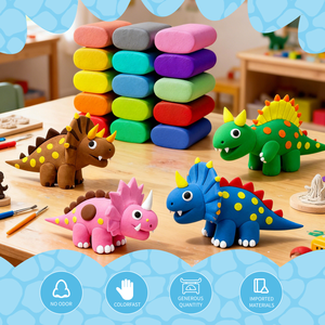 Kit d'arts et d'artisanat en argile dinosaure - Argile auto-durcissante non toxique, 1 squelette de dinosaure et 1 ensemble d'outils en argile, activité créative DIY pour garçons et filles - Product Image 6