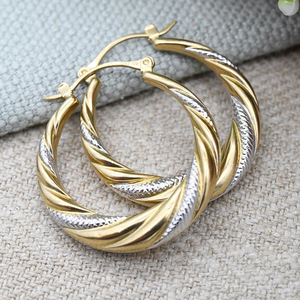 Two Tone Twisted Hoop Ear <b>Cuff</b> for Women Fashion Ear Jewelry Daily Wear - Product Image 1