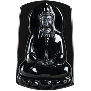 หยกธรรมชาติเลียนแบบหยกแท้ รูปทรงขวด พระพุทธรูปเจ้าแม่กวนอิม จี้หยก - Product Image 2