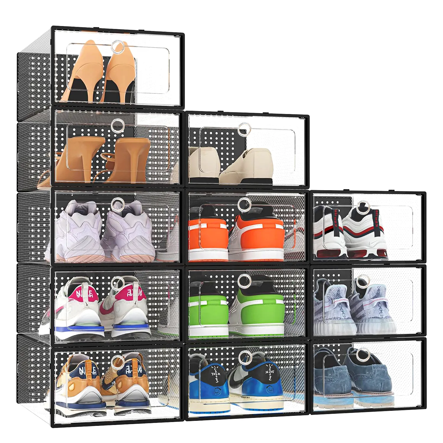 Boîte de rangement transparente en plastique pour chaussures haute qualité, personnalisée, en vente en gros, respirante et transparente