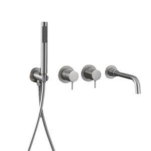 Mélangeur d'eau de baignoire cascade <span class=keywords><strong>noir</strong></span> <span class=keywords><strong>mat</strong></span> design d'usine <span class=keywords><strong>robinet</strong></span> de baignoire mural dissimulé <span class=keywords><strong>avec</strong></span> <span class=keywords><strong>douchette</strong></span> - Product Image 5