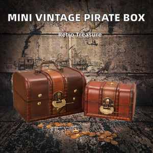 Caja de Almacenamiento de Joyas de Madera Tallada en Forma de Cofre Pirata, Estilo Retro Vintage, Artesanía para el Día del Padre - Product Image 2