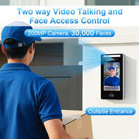 Sistema de Control de Acceso con Videoportero, Pantalla Táctil IPS HD, Cámara Gran Angular POE de 2MP, Reconocimiento Facial, 30000 Usuarios, Aplicación Tuya, Control Remoto