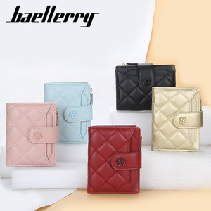 กระเป๋าสตางค์สั้นผู้หญิง Baellerry สีแดง หนัง PU ลายดอกไม้ ตัวล็อคแบบเกี่ยว ช่องใส่บัตรหลายช่อง กระเป๋าสตางค์แฟชั่นแบบมีซิป - Product Image 4