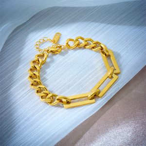 Geometric Metal Chain <b>Bracelet</b> Necklace <b>Set</b> Unisex Everyday Wear Gold Tone Jewelry - Product Image 2