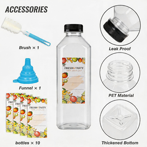 Botella Cuadrada de PET para Jugo al por Mayor, 980ml, Envase de Grado Alimenticio para Bebidas, Tapa con Sello de Seguridad, Transparente, Reutilizable, 33oz - Product Image 3