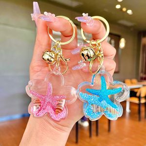 Hot Bán Kawaii Cô Gái Phụ Nữ Túi Mặt Dây Chuyền Xe <span class=keywords><strong>Keyring</strong></span> Nổi Dầu Móc Chìa Khóa Long Lanh Phim Hoạt Hình Acrylic Dễ Thương Sao Biển Lỏng Keychain - Product Image 3