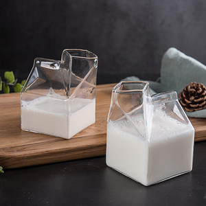 380ml Yüksek Borosilikat Camdan Süt Kutusu Şeklinde Bardak Şeffaf Kare Süt Sürahisi Buzlu Kahve Sütlü Çay İçin Kahve Kupası - Product Image 4