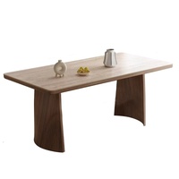 Ensemble de table à manger de style moderne et luxueux pour salon, avec base stable, plateau en bois massif et dalle de pierre, design nordique, 6 places