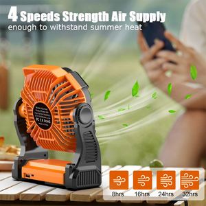 2026 Heavy-Duty Camping Usb Rechargeable, 10000Mah <b>Battery</b> <b>Operated</b> Fan With Led Lantern, 32H Long Runtime for Hiking - Product Image 5