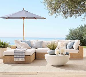 مجموعة أرائك فاخرة ، أرائك حدائق ، أثاث معدني من الراتان على شكل L ، أريكة عصرية بحبل لحديقة حمام سباحة - Product Image 3