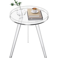 Table d'appoint moderne en acrylique transparent, petite table ronde pour salon, chambre, bureau, petits espaces