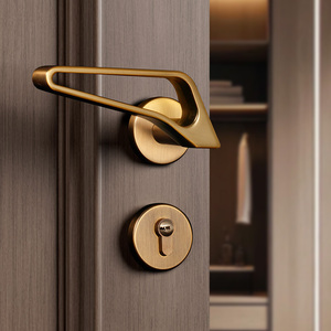 تصميم مباشر من المصنع، باب خشبي فاخر للغرف الداخلية في الفنادق والشقق الأوروبية والإيطالية، مع مقبض باب وقفل فاخر - Product Image 5