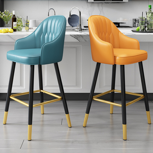 Chaises de <span class=keywords><strong>Bar</strong></span> de luxe pour Restaurant, mobilier de cuisine nordique, bon marché, comptoir haut en métal moderne, tabouret de <span class=keywords><strong>Bar</strong></span> en velours avec dossier - Product Image 3