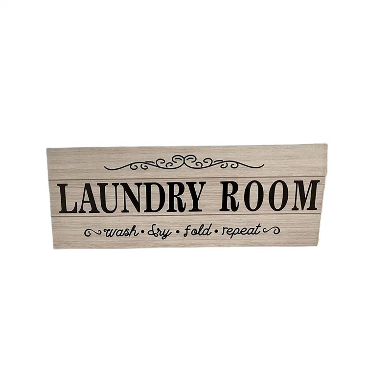 Farmhouse Family Wall Sign Wash Dry Fold Repeat Home Rustic Wooden Laundry Room Decor