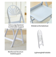 Chaise pliante en résine plastique blanche avec dossier en maille PP, écologique, imperméable et résistante aux intempéries