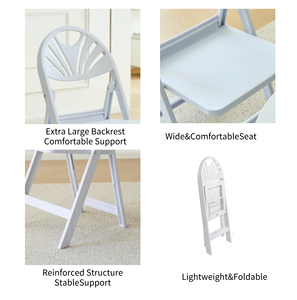 Chaise pliante en résine plastique blanche avec dossier en maille PP, écologique, imperméable et résistante aux intempéries - Product Image 2