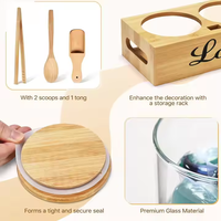Compartiment à linge en verre en bois et support de stockage de détergent en poudre support élégant pour les articles ménagers essentiels