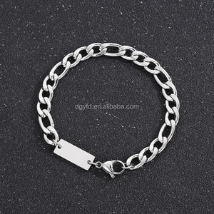 Vente en gros Bracelet chaîne <span class=keywords><strong>gourmette</strong></span> gravée personnalisée pour hommes et femmes Chaîne cubaine en acier inoxydable Bracelets bijoux personnalisés - Product Image 1