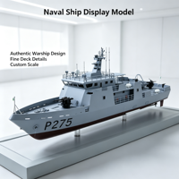 Maquette d'Navire Militaire à l'Échelle pour Salle d'Exposition et Vitrine de Salon Professionnel