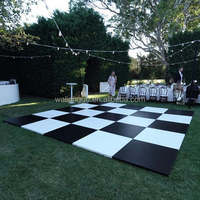 ANYCASE - Piso de Baile de Madera Contrachapada Negra y Blanca con Bordes de Aluminio para Decoración de Bodas, Piso de Escenario Encastrable para Uso en Interiores y Exteriores