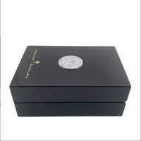 Boîte à parfum en bois MDF noir brillant faite à la main, emballage de luxe pour parfums, impression personnalisée du logo, coffret de rangement pour produits de soin personnel