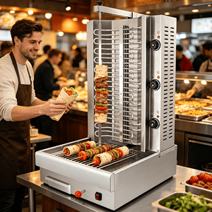 Máquina Comercial Automática para Asar Kebabs con Brochetas Giratorias, Barbacoa Eléctrica sin Humo con Recubrimiento Electrolítico para Cafeterías - Product Image 1