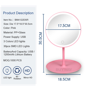 Mesa de maquillaje portátil Maquiagem, espejo de luz plegable USB redondo para regalo de niña, escritorio de pie, pantalla táctil inteligente, espejo de maquillaje Led - Product Image 4