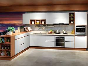 Armoires de cuisine modulaires en mélamine en forme de U Smart prêt à assembler contreplaqué îlot de cuisine matériau en bois - Product Image 3