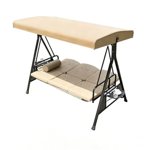 Sedia a Dondolo Moderna in Metallo per Esterni con Cuscini Impermeabili - Design a Doppio Dondolo per Cortile di Villa e Terrazza - 3 Posti - Product Image 1
